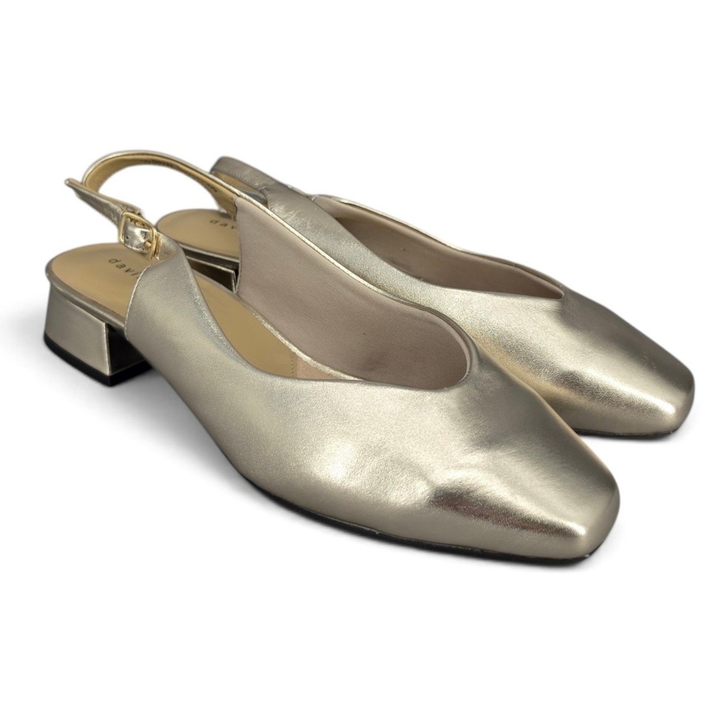 David Tate Sugar Platinum Leather Slingback Pumps Womens 10.5WW Extra Wide New